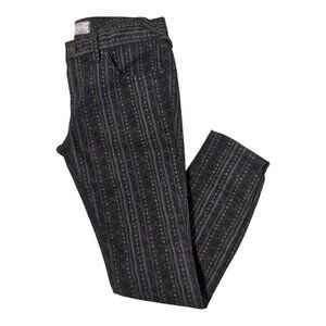 Free People Striped Jeans Womens 26 Geometric Cropped Skinny Boho Statement